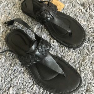 Size 9 black leather born sandals, never worn